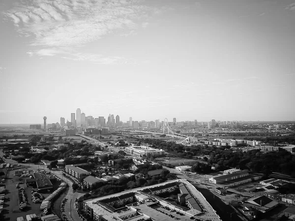 Vintage Tón Vzdušné Zobrazit Dallas Downtown Panoramata Trinity Hájů Trinity — Stock fotografie