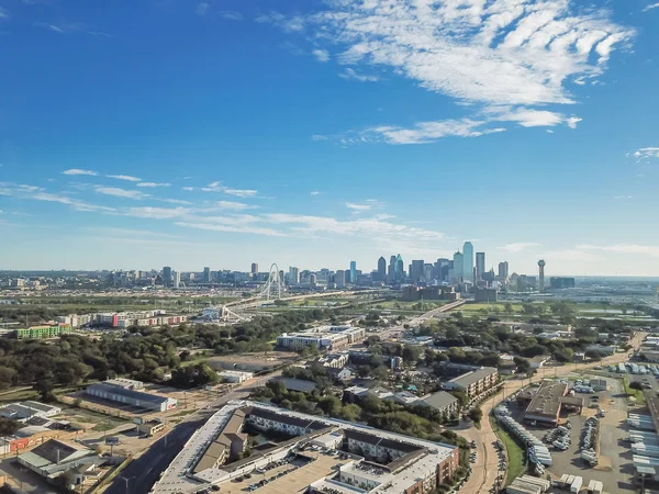 Luftaufnahme Dallas Innenstadt Skylines Von Trinity Groves Draufsicht Trinity River — Stockfoto