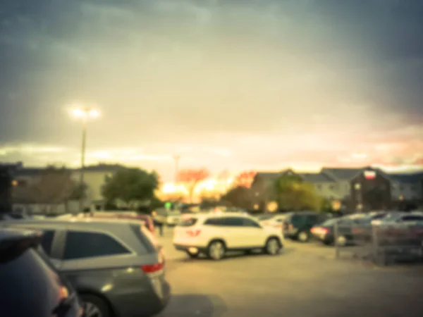 Vintage Tone Blurred Motion Busy Parking Lots Wholesale Store Row — Stock Photo, Image