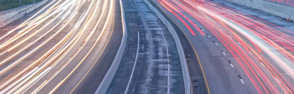 Panorama Long Exposure Highway High Occupancy Vehicle Hov Carpool Diamond — Stock Photo, Image