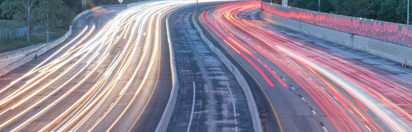 Panorama Long Exposure Highway High Occupancy Vehicle Hov Carpool Diamond — Stock Photo, Image