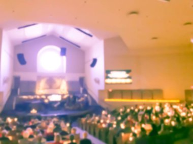 Vintage sesi bulanık soyut gelenek-in ışık mumlar ve şarkı harika bir gece birlikte Baptist Kilisesi Kazısı Teksas, ABD