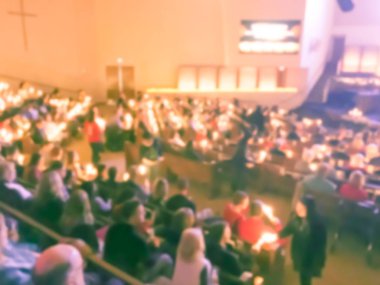 Vintage sesi bulanık soyut gelenek-in ışık mumlar ve şarkı harika bir gece birlikte Baptist Kilisesi Kazısı Teksas, ABD