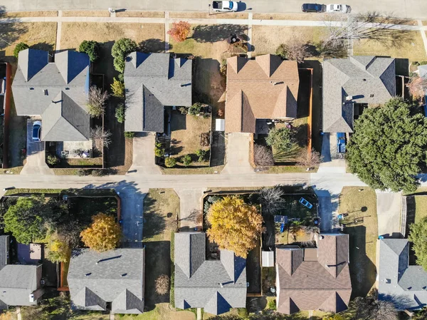 Vista Aérea Barrio Residencial Con Colorido Follaje Otoño Suburbano Dallas — Foto de Stock