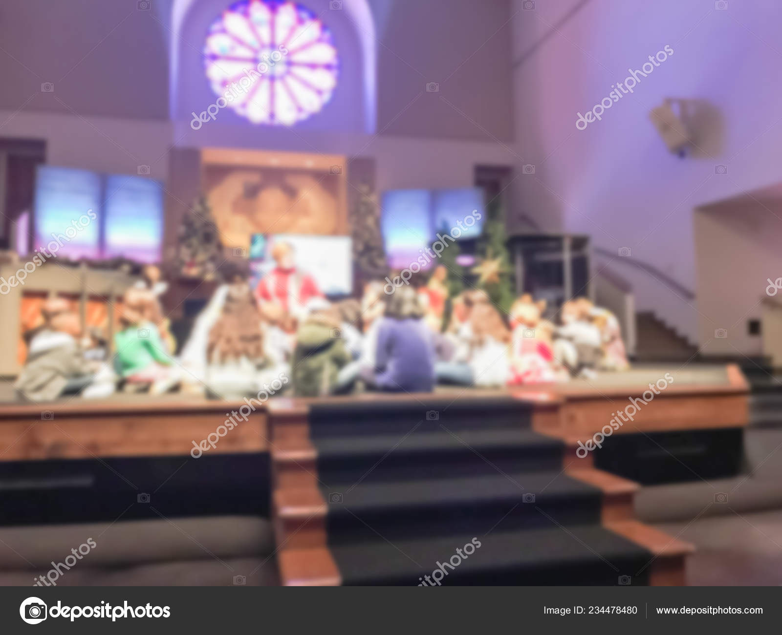 Blurred Abstract Story Time Children Church Stage Christmas Eve
