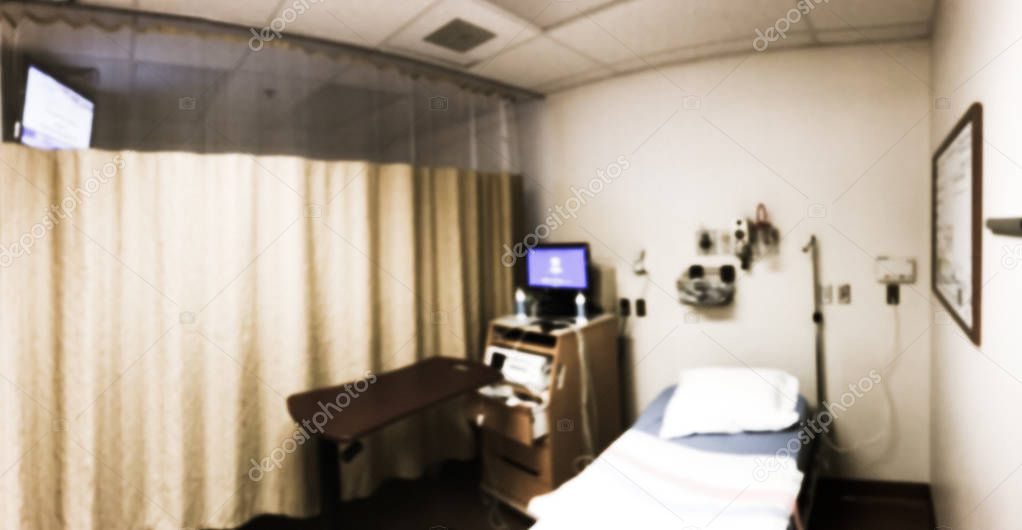 Vintage tone blurred abstract antepartum care room at hospital in America