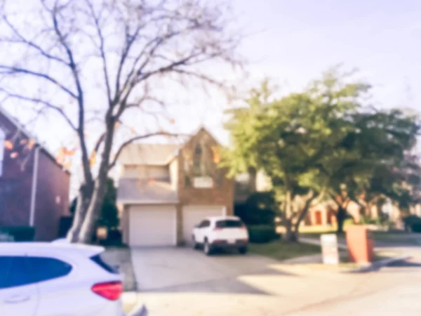 Motion Blurred Single Family House Attached Garage Parked Car Texas — Stock Photo, Image