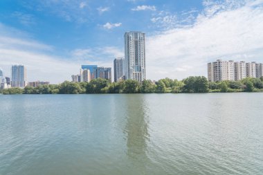 Austin downtown gökdelen Colorado Nehri ve Bayan kuş Lak