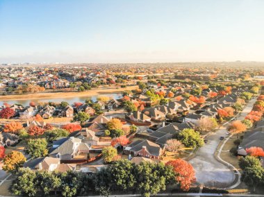 Top view sprawl subdivision with cul-de-sac street and colorful  clipart