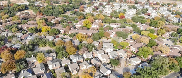 Panoramic top view urban sprawl suburbs Dallas during autumn sea — Stock Photo, Image