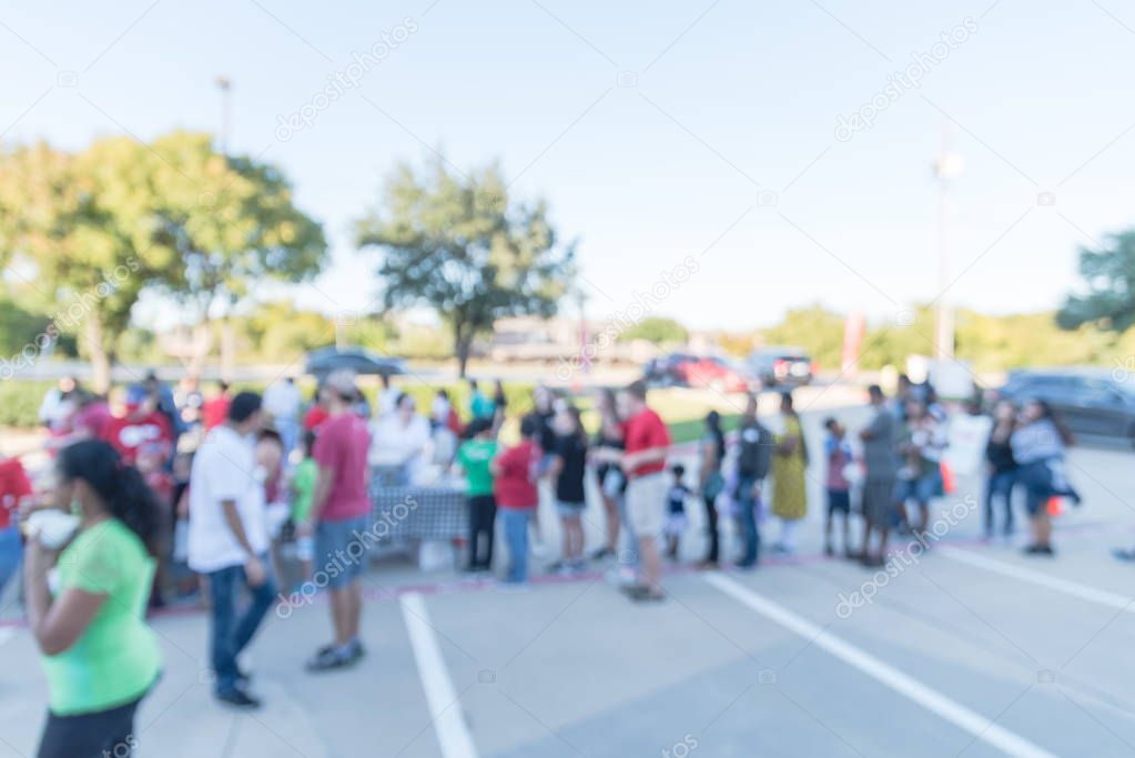 Blurry background crowed people at local Church food serving lin