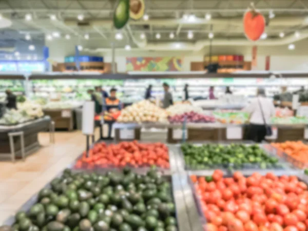 Sfondo sfocato vasta selezione di frutta fresca al negozio di alimentari asiatico negli Stati Uniti — Foto Stock