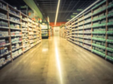 Bulanık arka plan çeşitli vitamini ABD süpermarkette