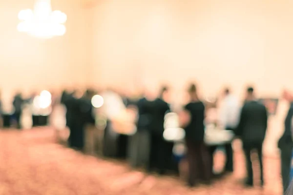 Blurry background diverse people choosing foods at hotel buffet catering in America — Stock Photo, Image