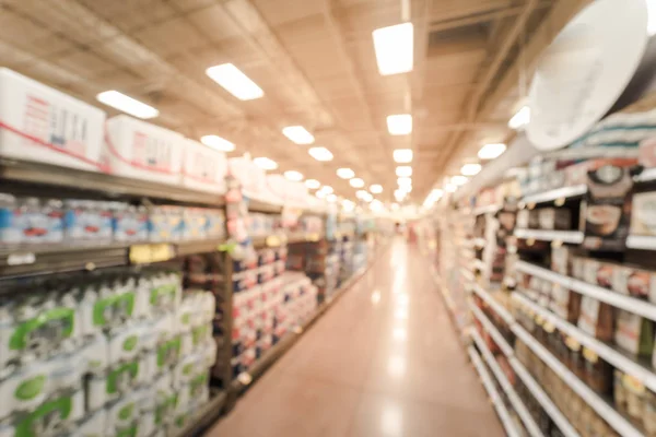 Filtered image blurry background coffee and tea selection at American grocery store — Stock Photo, Image