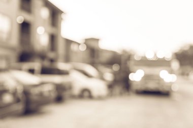 Amerika'da apartman kompleksinde filtrelenmiş görüntü bulanık arka plan yangın felaket olay