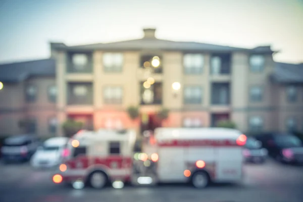 Filtrowane obraz niewyraźne tło pożaru wypadek katastrofy w kompleksie apartamentowym w Ameryce — Zdjęcie stockowe
