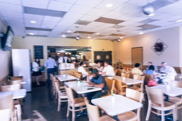 Fondo borroso café restaurante tailandés compacto en el centro de Houston, Texas — Foto de Stock
