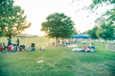 Filtreli sesi bulanık arka plan sakini Abd'de yerel parkta Barbekü ve kamp keyfini