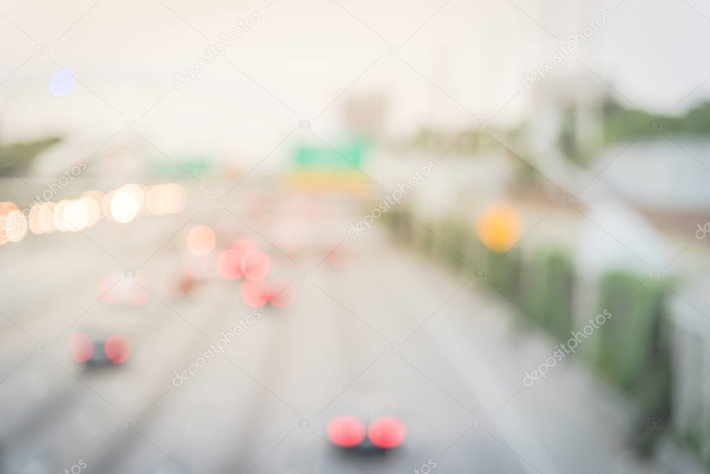 Filtered image blurry background motion traffic on Interstate Highway 69 Houston