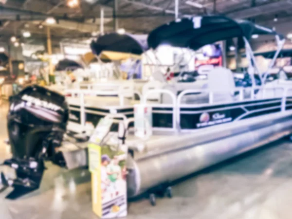Blurry background large boat showroom outdoor store in America — Stock Photo, Image