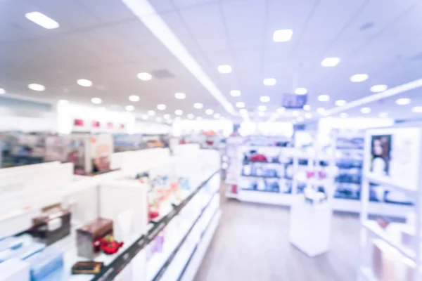 Blurry background cosmetics and makeup supplies at American beauty store