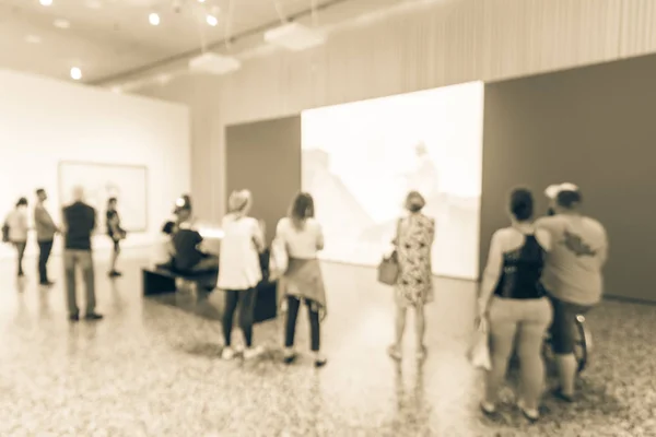 Filtered image blurry background fine art exhibition at museum in Texas, America — Stock Photo, Image