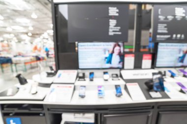 Amerikan toptan mağazasında cep telefonları Bulanık arka plan çeşitliliği