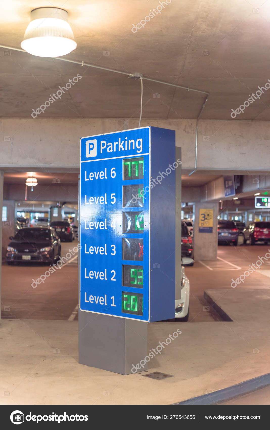 Smart Signboard With Available Spots For Each Level At Parking