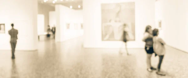 Panorama view blurry background fine art exhibition at museum in Texas, America — Stock Photo, Image
