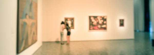 Panorama view blurry background fine art exhibition at museum in Texas, America — Stock Photo, Image