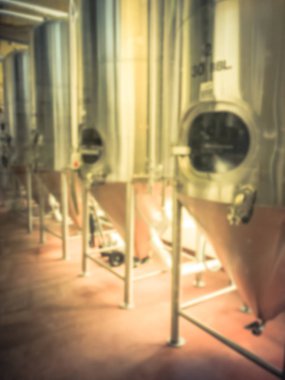 Dallas, Teksas yakınlarındaki zanaat bira ve microbrews tankları tanklarıbulanık arka plan yakın çekim görünümü
