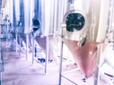 Dallas, Teksas yakınlarındaki zanaat bira ve microbrews tankları bulanık arka plan