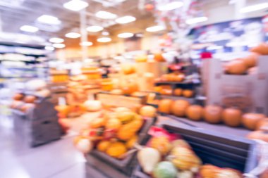 Houston süpermarkette bulanık arka plan şenlikli Halloween dekorasyon