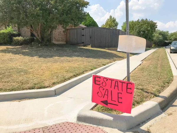 Lawn estate sale sign with copy space for address near Dallas