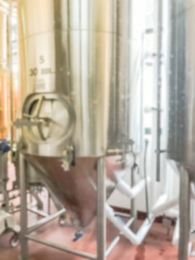 Dallas, Teksas yakınlarındaki zanaat bira ve microbrews tankları bulanık arka plan