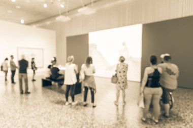 Texas, Amerika 'da müzede filtrelenmiş görüntü bulanık arka plan güzel sanat sergisi