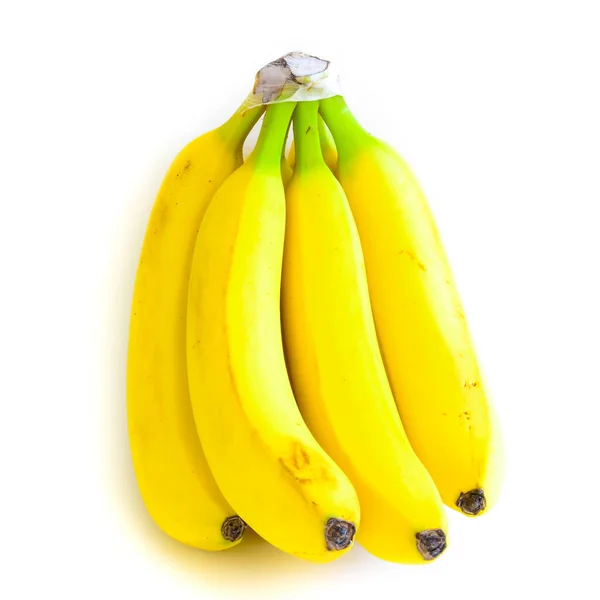 Estúdio tiro orgânico banana cluster isolado no branco — Fotografia de Stock