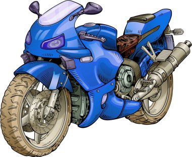 Mavi motobike beyaz izole