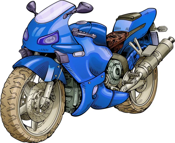 Blaues Motorrad Isoliert Auf Weiss — Stockvektor