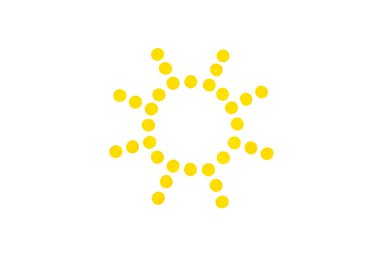 Beyaz arka plan kopya alanı ile noktalı güneş sembolü