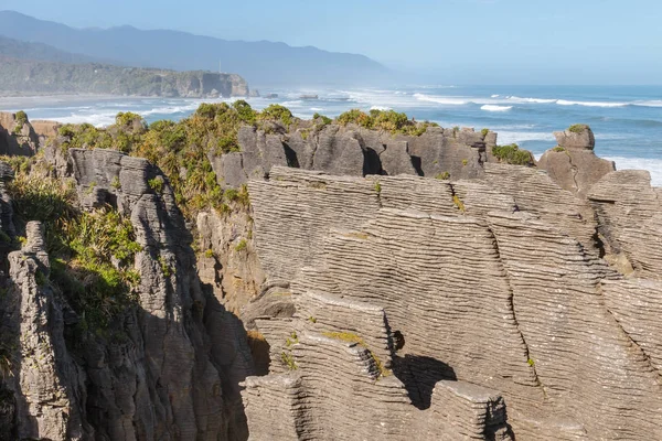 Pancake Rocks Park Narodowy Paparoa Zachodnie Wybrzeże Wyspy Południowej Nowa — Zdjęcie stockowe