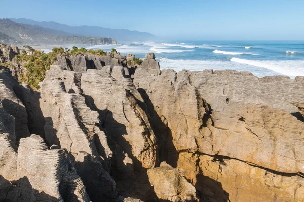 Pancake Rocks Punakaiki Západní Pobřeží Jižní Ostrov Nový Zéland — Stock fotografie