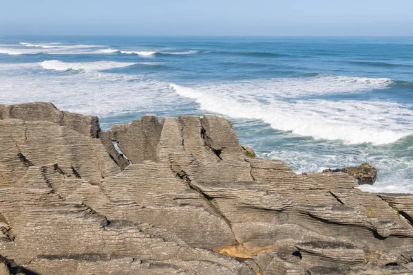 Formación Rocas Sedimentarias Capas Punakaiki Costa Oeste Isla Sur Nueva — Foto de Stock