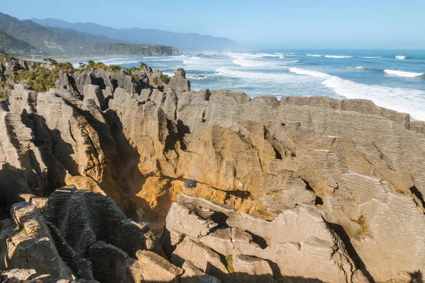 Die Pfannkuchenfelsen Sedimentgesteinsformation Der Westküste Südinsel Neuseeland — Stockfoto