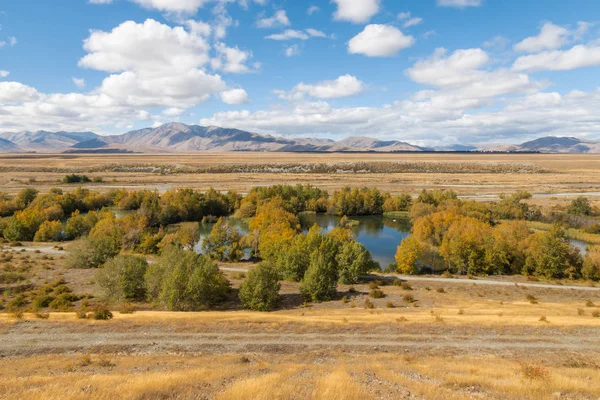 Země Mackenzieho Řekou Tekapo Podzim Jižní Ostrov Nový Zéland — Stock fotografie