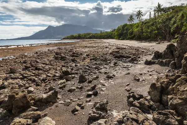 Felsstrand Bei Pflaume Der Küste Neukaledoniens Mit Dem Montdore Gebirge — Stockfoto