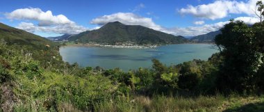 view of Havelock and Mahau Sound from Cullen Point lookout, South Island, New Zealand clipart