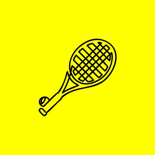 Logotipo Tênis Uma Linha Raquete Tênis Bola Tênis —  Vetores de Stock
