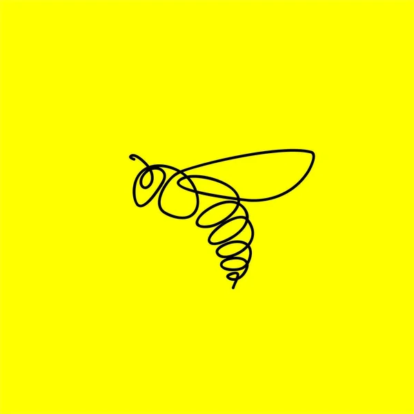 Logo Abeja Una Línea Naturaleza Insecto Vector Avispa Avispón Abejorro — Archivo Imágenes Vectoriales